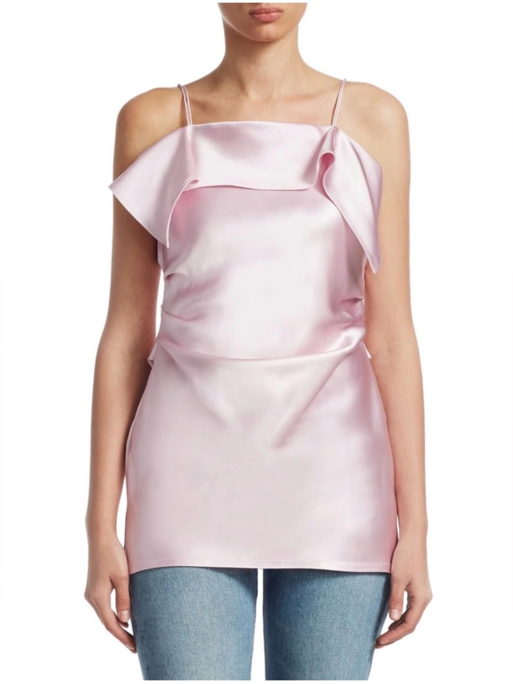 NWT Helmut Lang Front Drape Satin Top